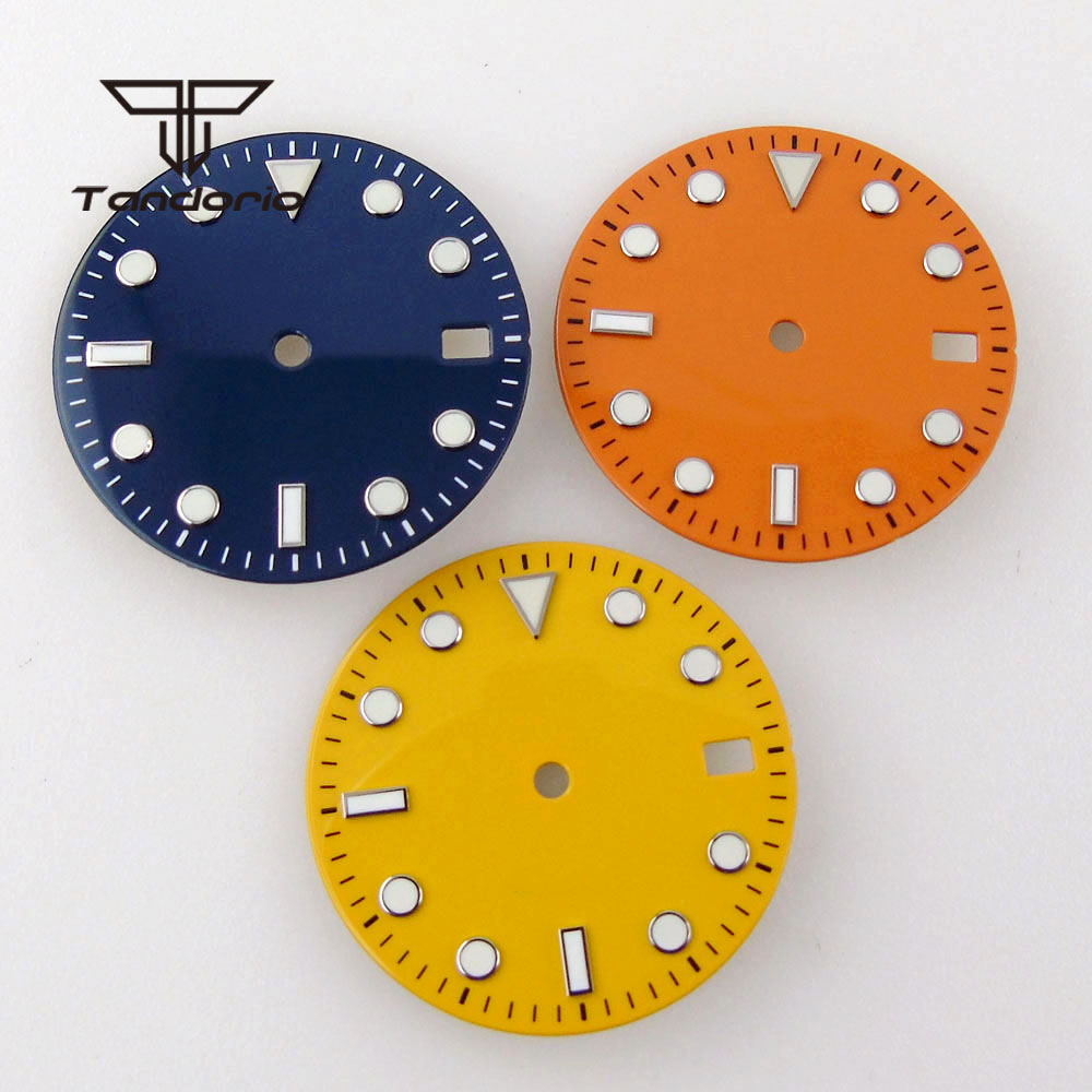 Watch Hands Set Luminous Replacement Nh35 - Lancette del quadrante dell'orologio blu scuro/arancione/giallo