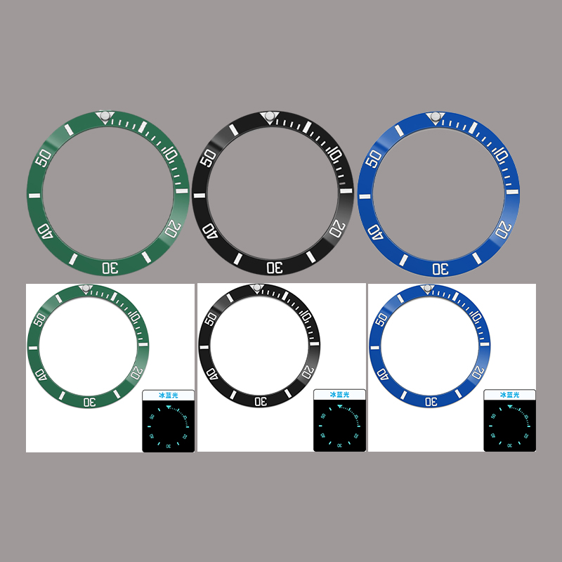 Watch Bezel Insert Ceramic Luminous - Verde Blu Luminoso Inclinato 38mm *
