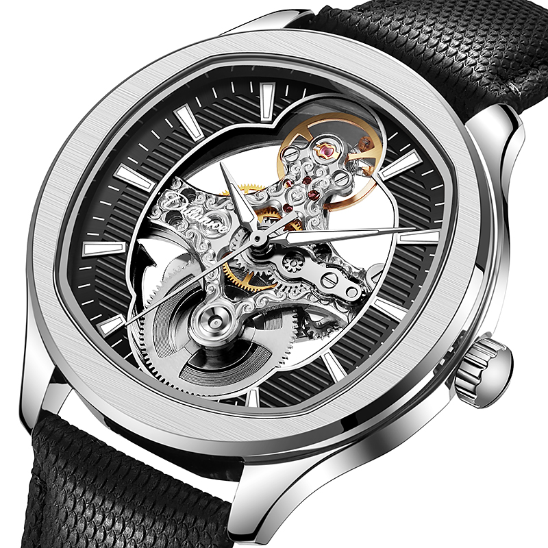 Skeleton Automatic Watch Luxury Tourbillon - Lnverted Tourbillon Design Orologio cinturino in