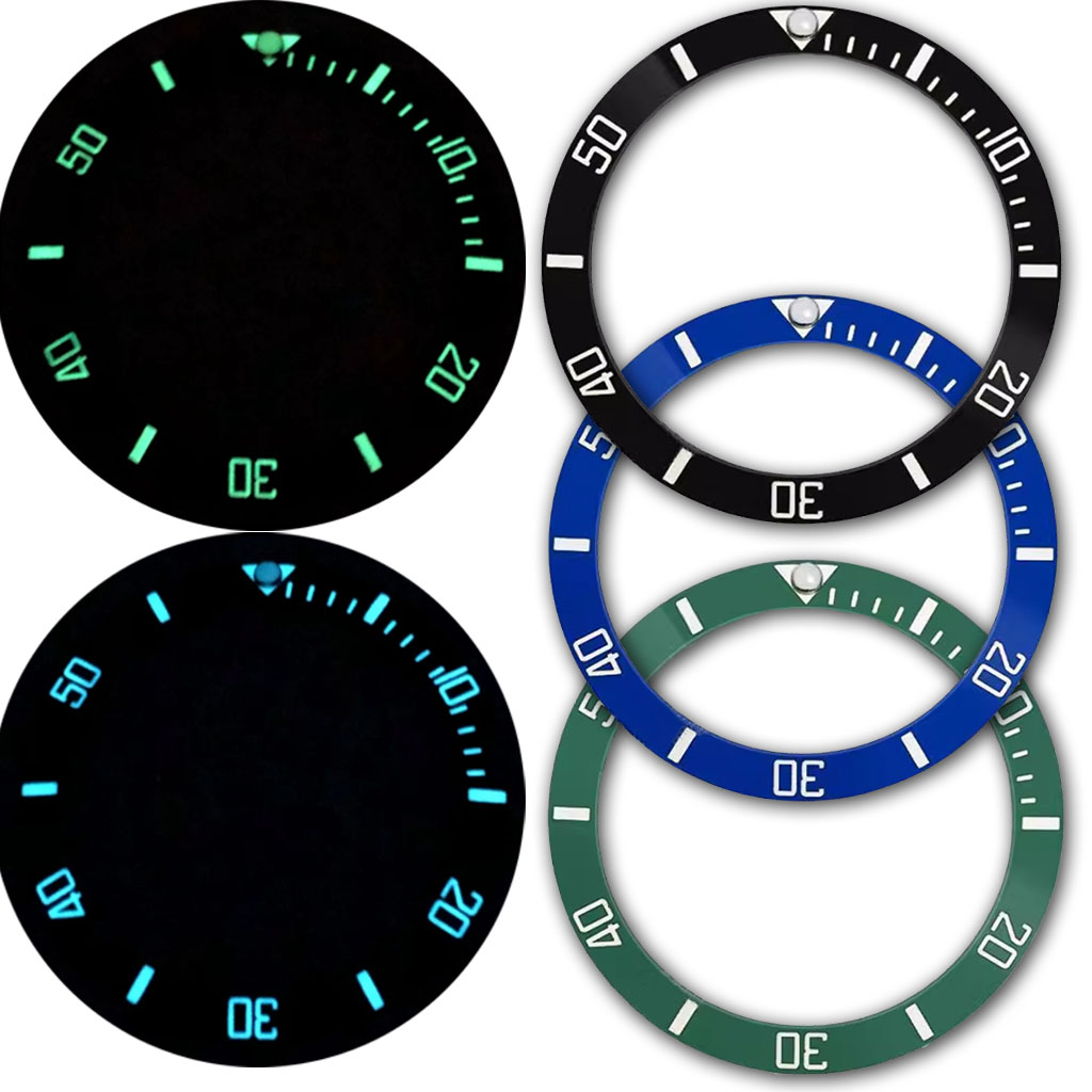 Watch Bezel Insert Ceramic Luminous - 38MM C3 Super Luminoso Nero Blu