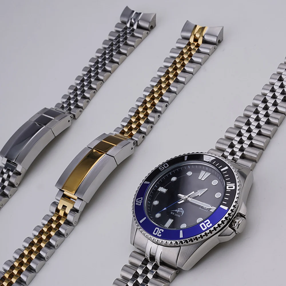 Solid Stainless Steel Watch Bracelet Jubilee - Rolamy 22mm Jubilee cinturino per Casio