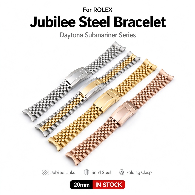 Solid Stainless Steel Watch Bracelet Jubilee - Bracciale in acciaio massiccio Jubilee per