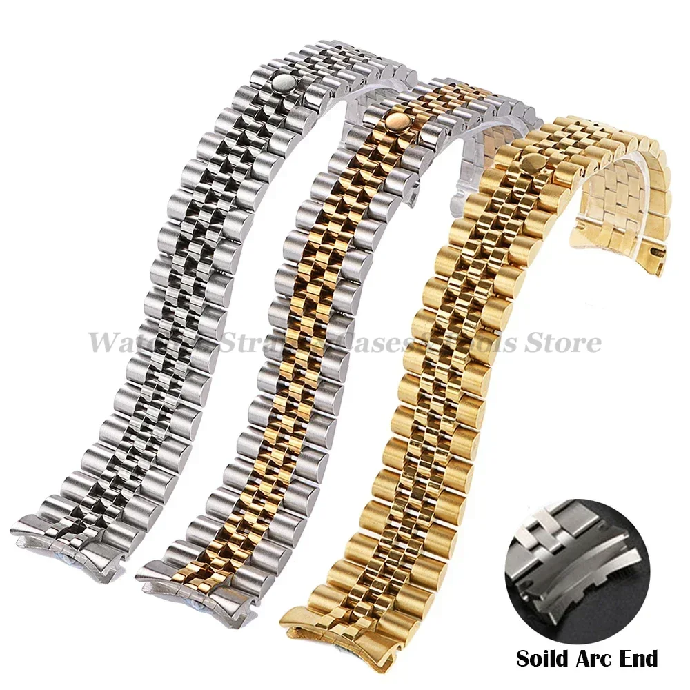 Solid Stainless Steel Watch Bracelet Jubilee - Cinturino in acciaio inossidabile ad arco