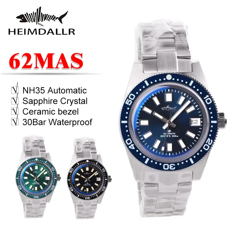 Sapphire Watch Crystal Double Domed - HEIMDALLR 62MAS Orologio omaggio 41mm NH35