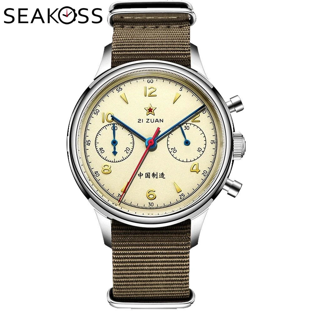 Chronograph Mechanical Watch Seagull 1963 - SEAKOSS 1963 Cronografo 40mm 38mm Zaffiro
