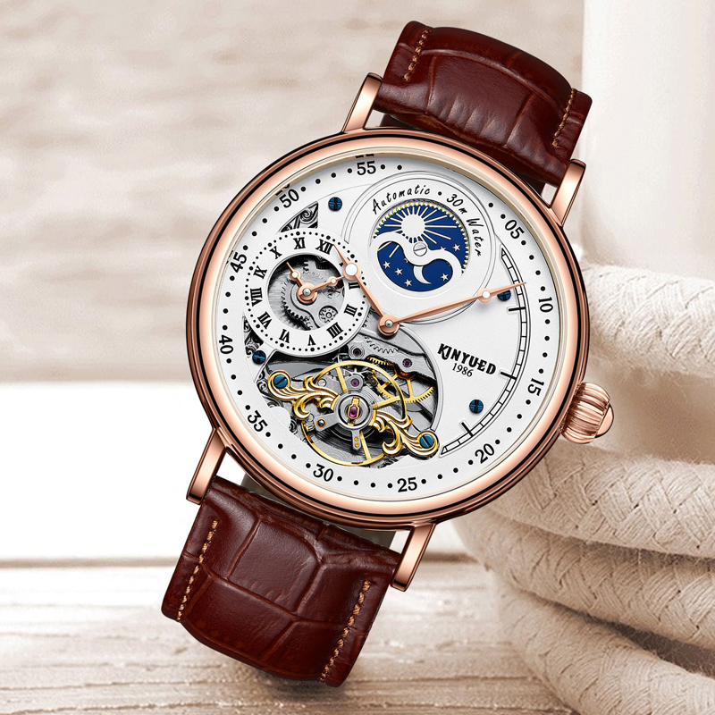 KINYUED Orologio da uomo di lu - Skeleton Automatic Watch Luxury Tourbillon recensione e prezzo