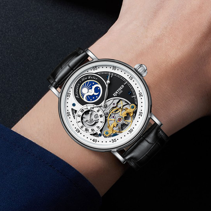 KINYUED Orologio da uomo di lu - Skeleton Automatic Watch Luxury Tourbillon recensione e prezzo