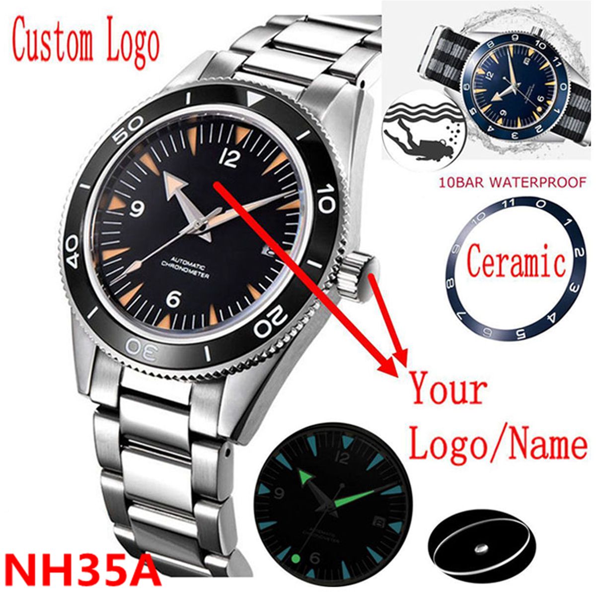 Logo personalizzato NH35 Movim - Men Mechanical Watch Sapphire Crystal recensione e prezzo