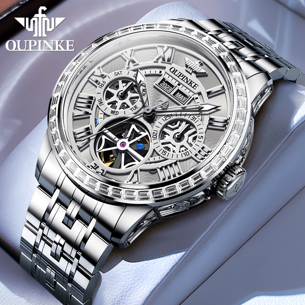 OUPINKE Orologio meccanico sch - Skeleton Automatic Watch Luxury Tourbillon recensione e prezzo