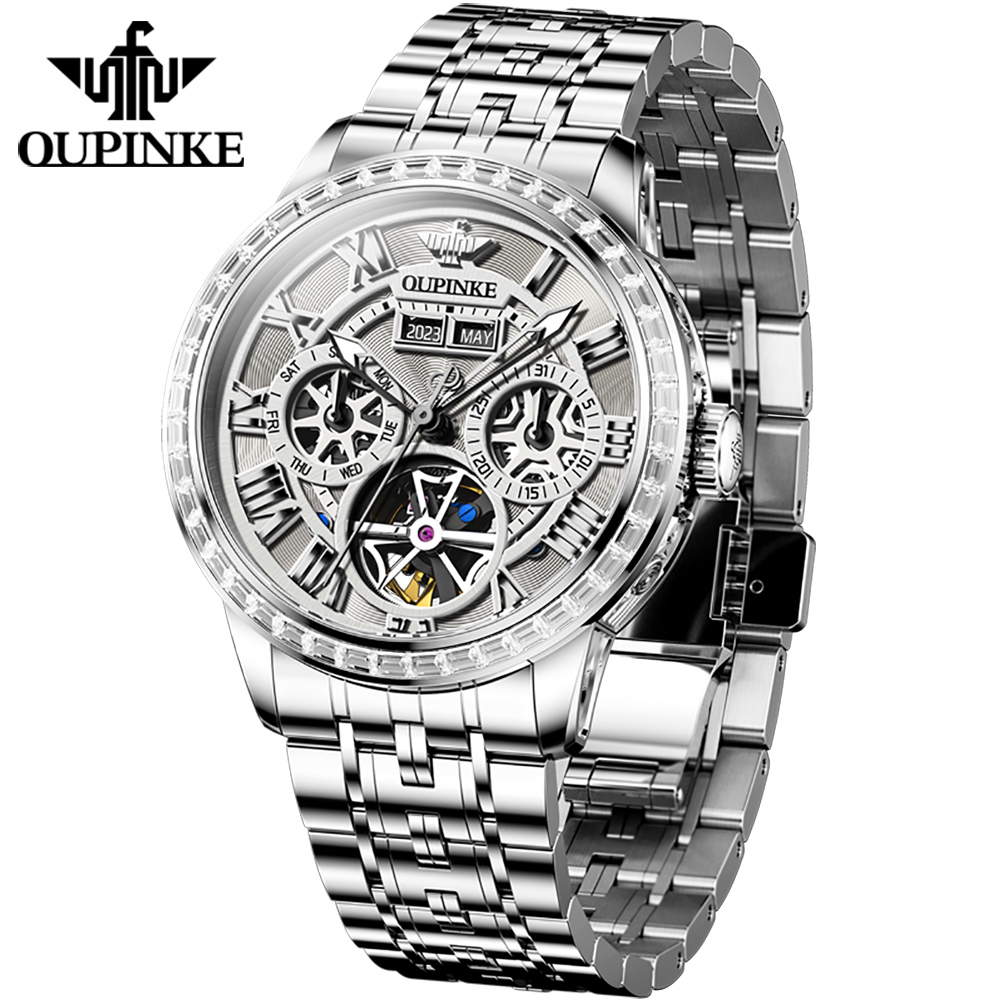 OUPINKE Orologio meccanico sch - Skeleton Automatic Watch Luxury Tourbillon recensione e prezzo