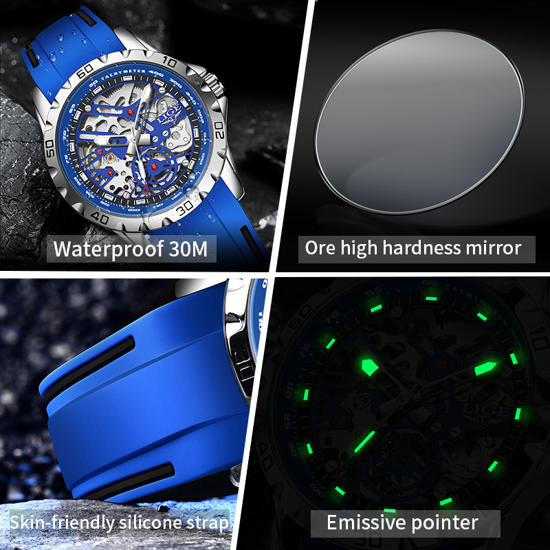 LIGE Top Brand Luxury orologio - Skeleton Automatic Watch Luxury Tourbillon recensione e prezzo